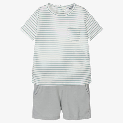 Babidu-Boys Grey Cotton Shorts Set | Childrensalon Outlet