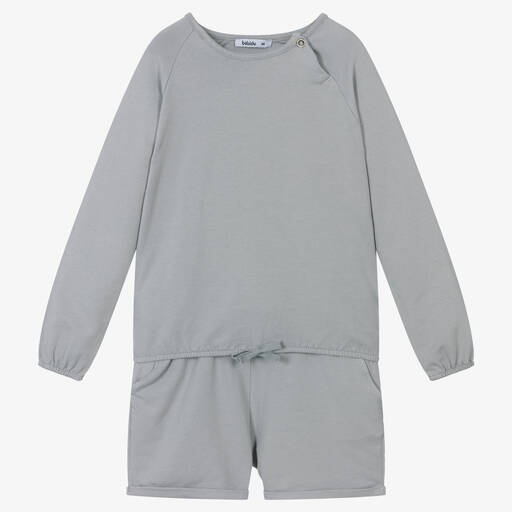 Babidu-Boys Grey Cotton Shorts Set | Childrensalon Outlet