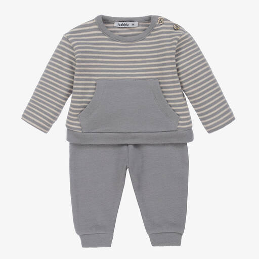 Babidu-Boys Grey Cotton Trouser Set | Childrensalon Outlet