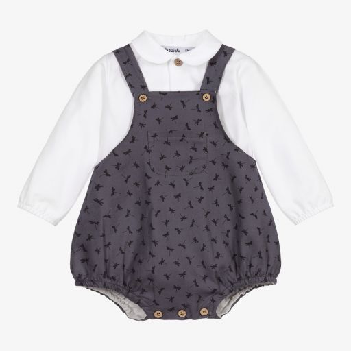 Babidu-Ensemble salopette courte gris | Childrensalon Outlet