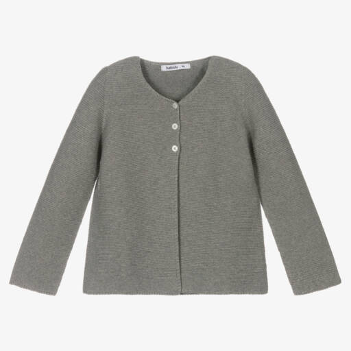 Babidu-Boys Grey Knit Button Cardigan | Childrensalon Outlet