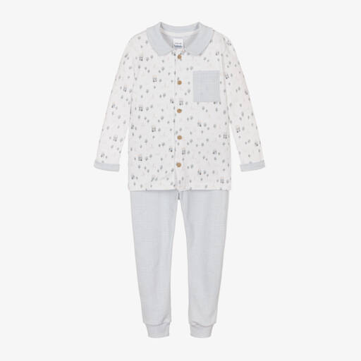 Babidu-Boys Grey & White Cotton Sleepwear | Childrensalon Outlet