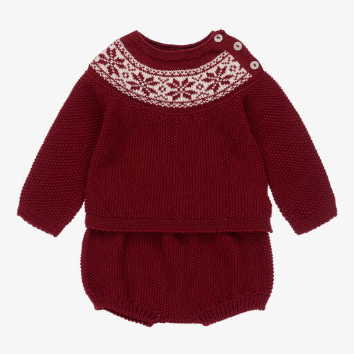 Babidu-Boys Red Cotton Shorts Set | Childrensalon Outlet