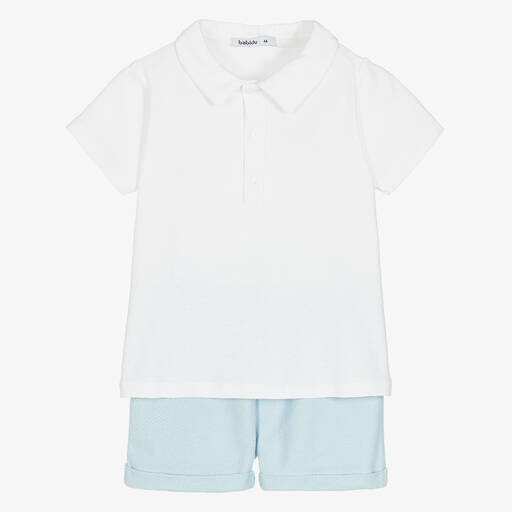 Babidu-Белый топ и голубые шорты из хлопка | Childrensalon Outlet