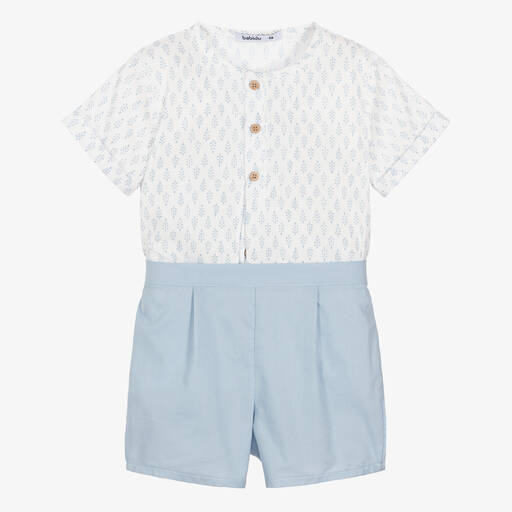 Babidu-Shorts-Set in Weiß und Blau (J) | Childrensalon Outlet