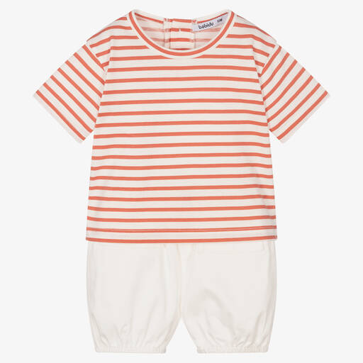 Babidu-Boys White & Brown Shorts Sets | Childrensalon Outlet