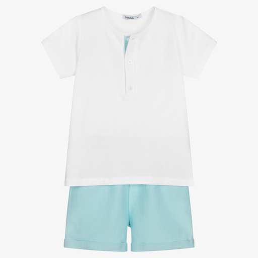 Babidu-Белый топ и зеленые шорты для мальчиков | Childrensalon Outlet