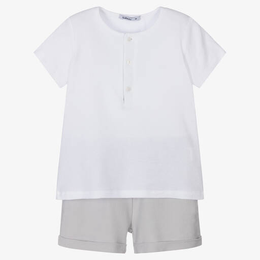 Babidu-Boys White & Grey Shorts Set | Childrensalon Outlet