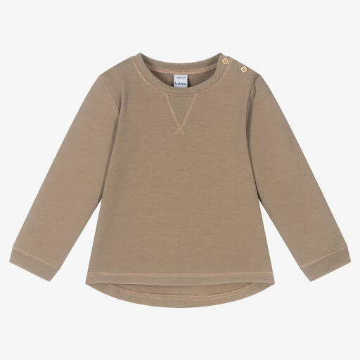 Babidu-Brown Cotton Jersey Sweatshirt | Childrensalon Outlet
