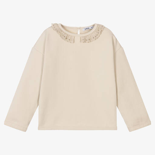 بابيدو -Girls Beige Cotton Sweatshirt | Childrensalon Outlet