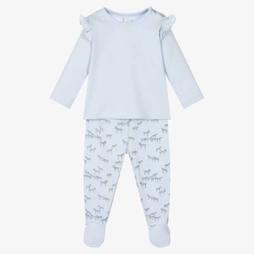 Babidu-Girls Blue 2 Piece Babygrow  | Childrensalon Outlet