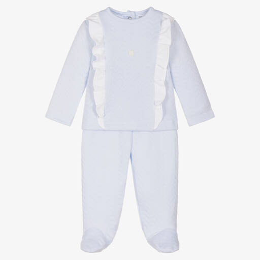 Babidu-Girls Blue 2 Piece Babygrow | Childrensalon Outlet