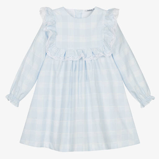 Babidu-Girls Blue Checked Cotton Dress | Childrensalon Outlet