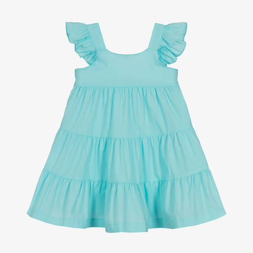 Babidu-Blaues Baumwollkleid für Mädchen | Childrensalon Outlet