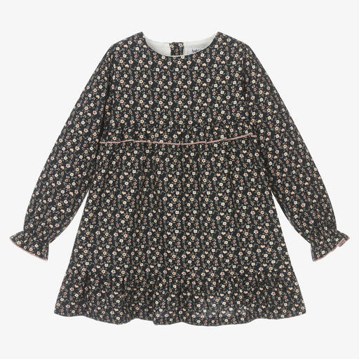 Babidu-Girls Blue Floral Dress | Childrensalon Outlet