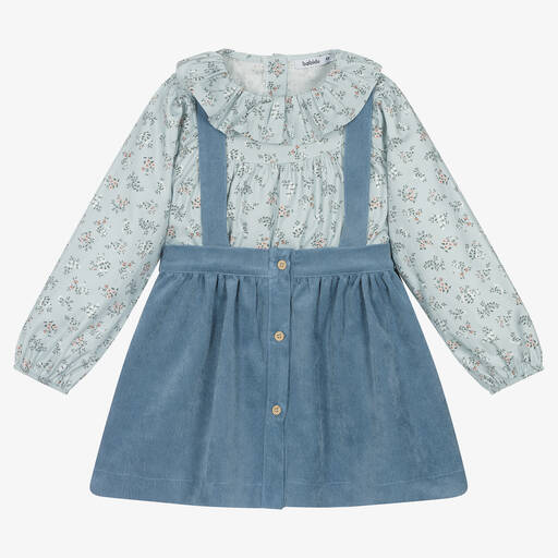 Babidu-Girls Blue Floral Skirt Set | Childrensalon Outlet
