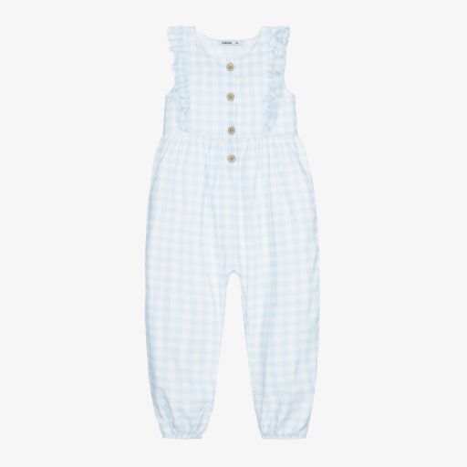 Babidu-Girls Blue Gingham Jumpsuit | Childrensalon Outlet