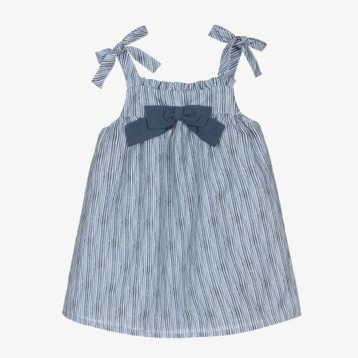 Babidu-Girls Blue Stripe Dress  | Childrensalon Outlet