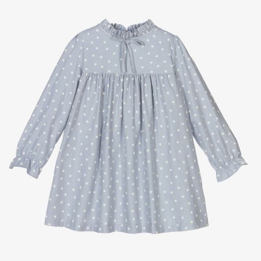 Babidu-Голубое платье из вискозы со звездочками для девочек | Childrensalon Outlet