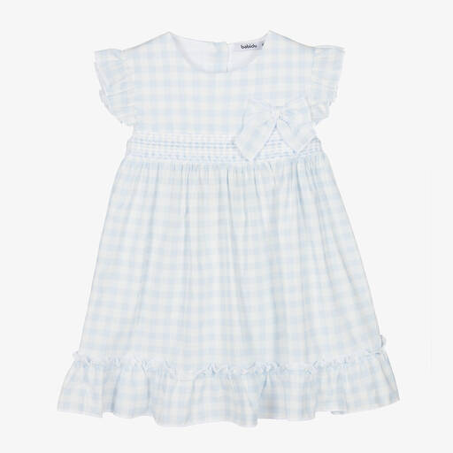 Babidu-فستان قطن كاروهات لون أزرق وأبيض | Childrensalon Outlet