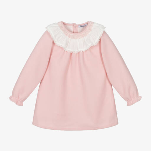 Babidu-Girls Blush Ruffle Neck Dress | Childrensalon Outlet