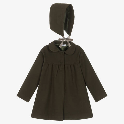 Babidu-Girls Green Coat & Hat Set | Childrensalon Outlet