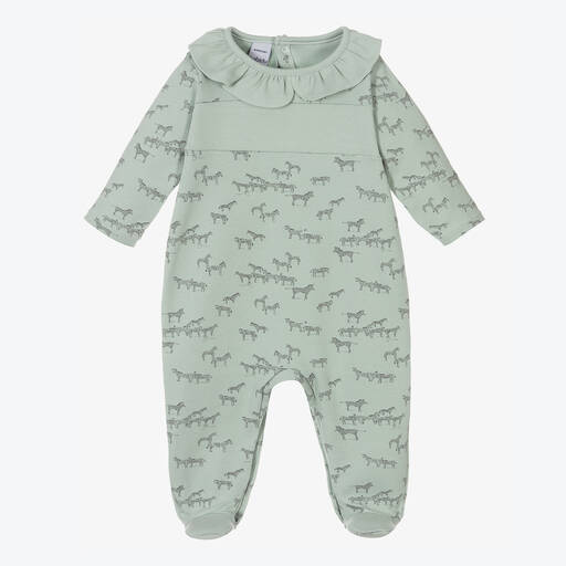 Babidu-Girls Green Cotton Babygrow | Childrensalon Outlet