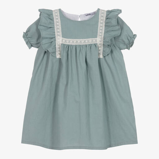 Babidu-Зеленое хлопковое платье | Childrensalon Outlet