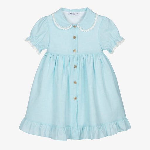 Babidu-Girls Green Cotton Dress | Childrensalon Outlet