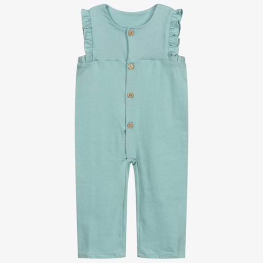 Babidu-Girls Green Cotton Jumpsuit | Childrensalon Outlet