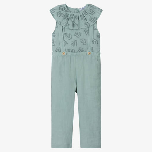 Babidu-Girls Green Cotton Trouser Set | Childrensalon Outlet