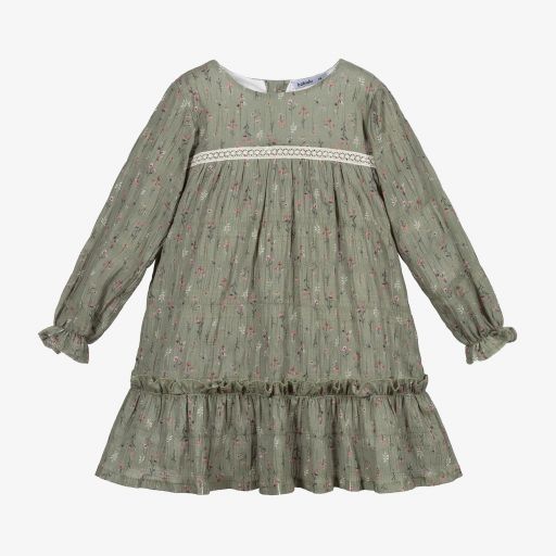 Babidu-Girls Green Floral Dress | Childrensalon Outlet