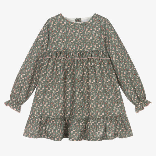 Babidu-Girls Green Floral Dress | Childrensalon Outlet