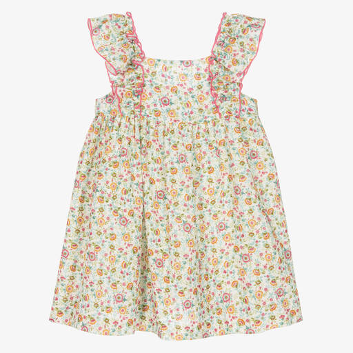 Babidu-Robe ivoire en coton à fleurs fille | Childrensalon Outlet