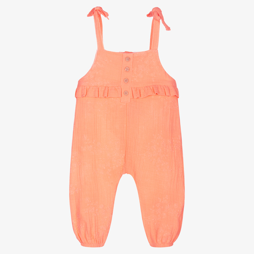 Babidu-Оранжевый хлопковый полукомбинезон для девочек | Childrensalon Outlet
