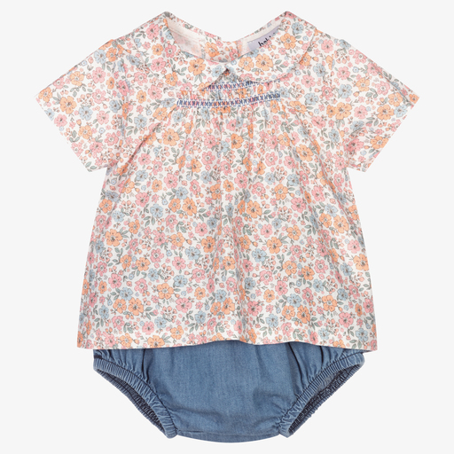 Babidu-Розовый топ с голубыми шортами для девочек | Childrensalon Outlet