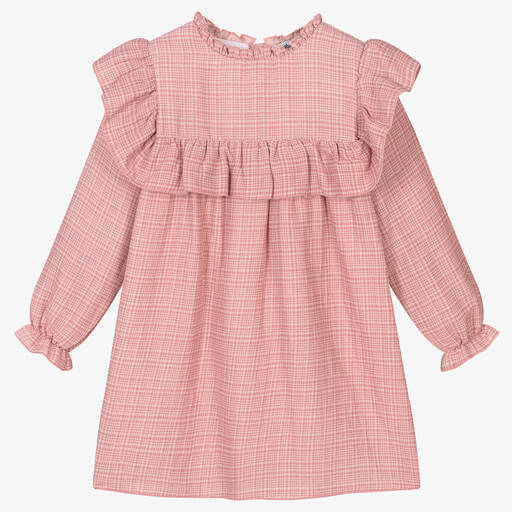 Babidu-Girls Pink Checked Cotton Dress | Childrensalon Outlet