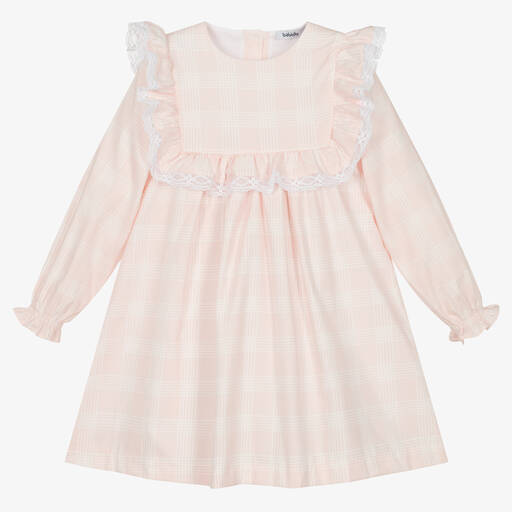 Babidu-Girls Pink Checked Cotton Dress | Childrensalon Outlet