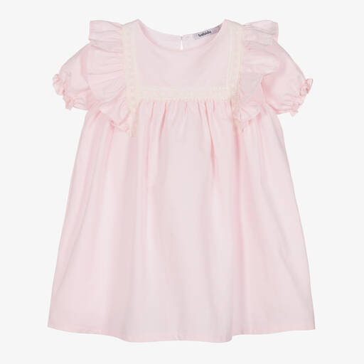 Babidu-Girls Pink Cotton Dress | Childrensalon Outlet