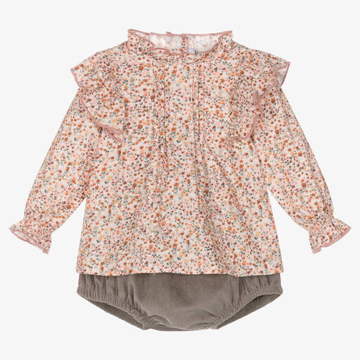 Babidu-Rosa Baumwollshorts-Set mit Blumen | Childrensalon Outlet