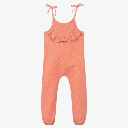 Babidu-Girls Pink Cotton Jumpsuit | Childrensalon Outlet