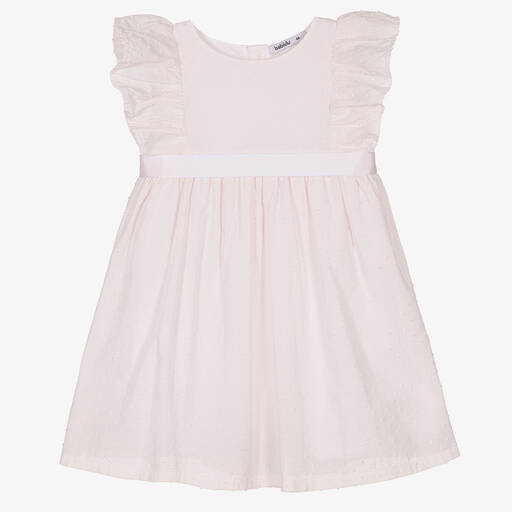 Babidu-Girls Pink Cotton Plumeti Dress | Childrensalon Outlet