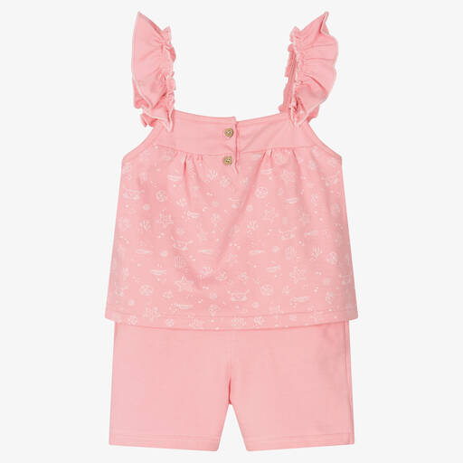 Babidu-Girls Pink Cotton Short Pyjamas | Childrensalon Outlet