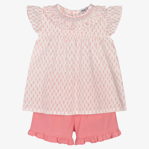 Babidu-Girls Pink Cotton Short Set | Childrensalon Outlet