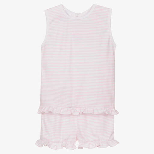 Babidu-Girls Pink Cotton Shorts Set | Childrensalon Outlet