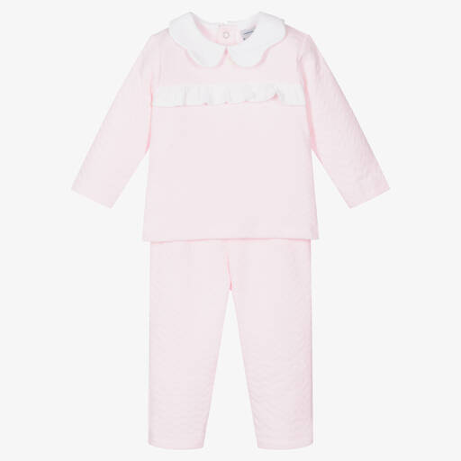 Babidu-Girls Pink Cotton Trouser Set | Childrensalon Outlet