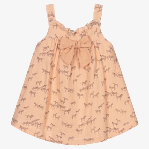 Babidu-Girls Pink Cotton Zebra Dress  | Childrensalon Outlet