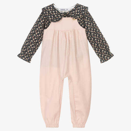 Babidu-Girls Pink Dungaree Set | Childrensalon Outlet