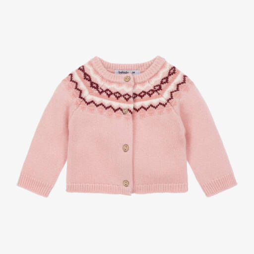 Babidu-Girls Pink Fairisle Knit Cardigan | Childrensalon Outlet