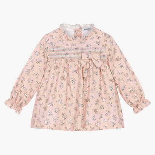 Babidu-Robe fleurie rose en coton Fille | Childrensalon Outlet